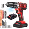 21V Cordless Drill Set, Electric Power Drill 34Pcs with 3/8 Inch Keyless Chuck, 25+3 Clutch Compact Driver Drill with Work Light, Max torque 45Nm, 2-Variable Speed & Battery and Fast Charger