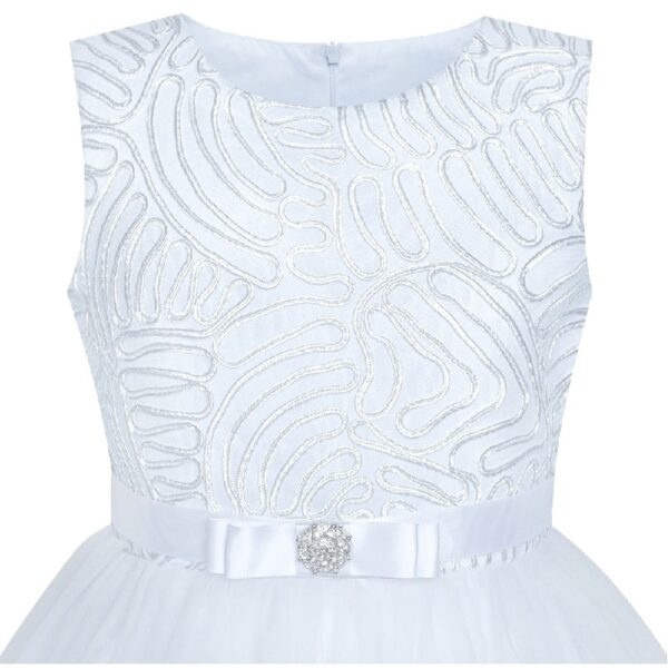 Flower Girls Dress Blue Belted Wedding Party Bridesmaid 12