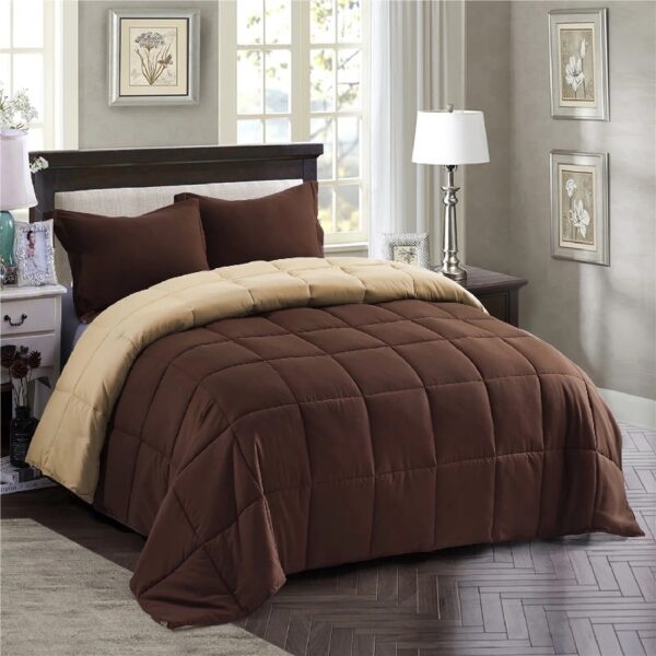 Light Weight Down Alternative Comforter Set, Queen, Green, Reversible