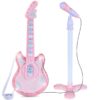 19in Kids Flash Guitar, Pretend Play Musical Instrument Toy for Toddlers w/ Mic, Stand - Navy