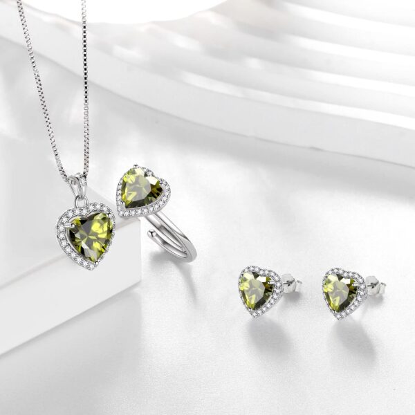 Women Heart Jewelry Set Necklace Earrings Ring 925 Sterling Silver February Birthstone Amethyst Wife Mother Birthday Valentine's Day Gift