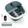 MaxKare Foot Spa Bath Massager with Heat, Collapsible with Remote Control, 6 Large Massage Rollers Digital Display-Green