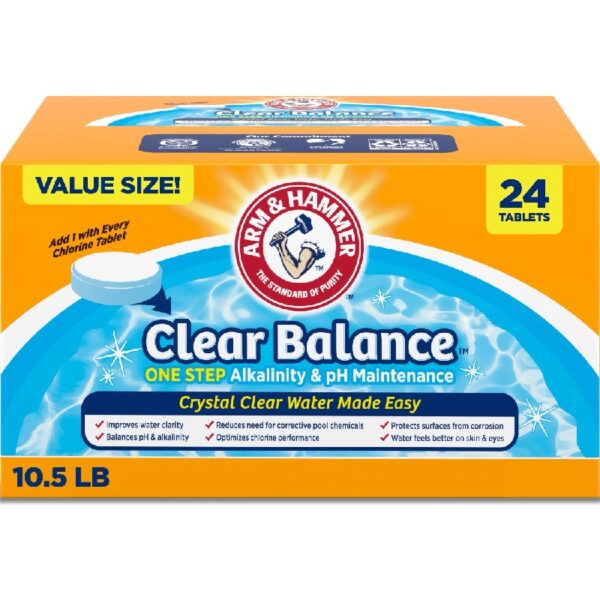 Clear Balance Swimming Pool Alkalinity  pH Maintenance Tablets, White, 1 Pack, 24 Count