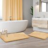 Nestl Set of 3 Absorbent Memory Foam Bath Mat Bathroom Rugs, Gray, Large 20