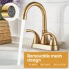 4 Inch Faucet 2 Handle Bathroom Sink Faucet Lead-Free Brushed Nickel Bath Sink Faucet with Pop-up Drain Stopper and Supply Hoses
