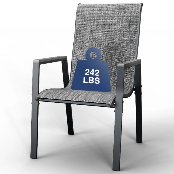 Outdoor Patio Dining Chairs Set of 2,Breathable Seat Fabric and Alloy Steel Frame for Backyard Porch Garden Sunroom , Dark Gray