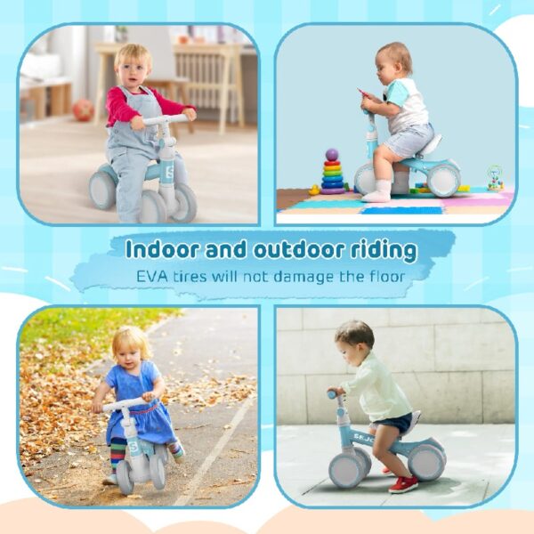 Baby Balance Bike, Toddler Baby Bicycle with 4 Wheels for 10-36 Months, Adjustable Handlebar Baby Outdoor Bike Riding Toy, First B-day Gift