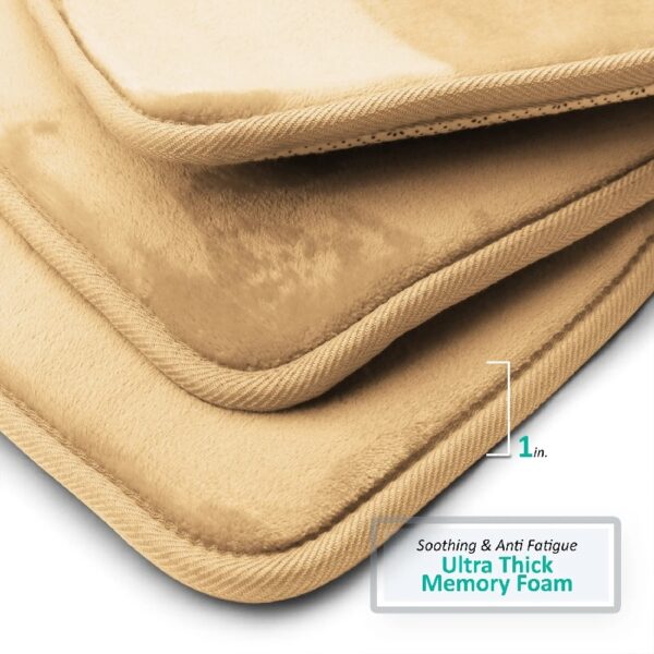 Nestl Set of 3 Absorbent Memory Foam Bath Mat Bathroom Rugs, Gray, Large 20