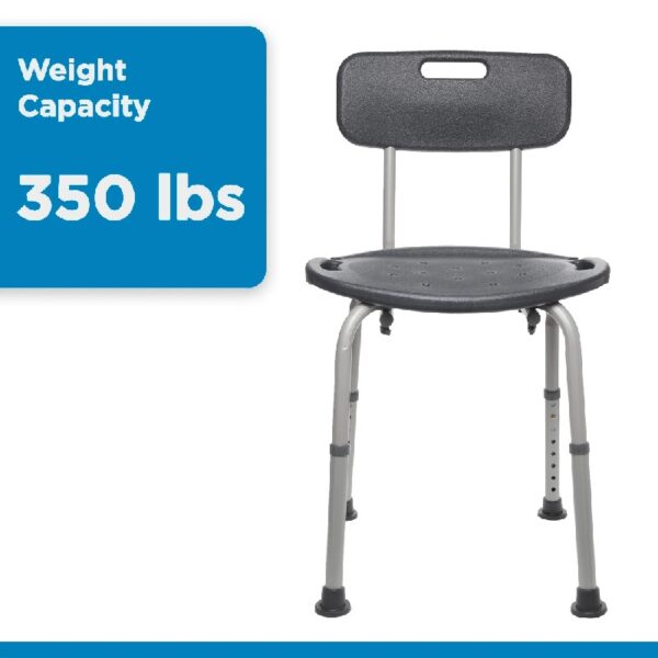 Bath Chair and Shower Chair with Back - Seat for Elderly, Handicap, Disabled, 350 lb Capacity