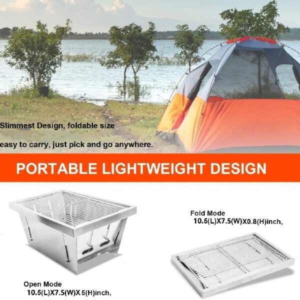 Foldable Portable Camping BBQ Grill, Stainless Steel Barbecue Smoke Stove, Detachable Stove Easy Setup Outdoor Household Grill, Suitable for Outdoor Picnic Family Gathering Travel (Medium)
