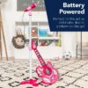 19in Kids Flash Guitar, Pretend Play Musical Instrument Toy for Toddlers w/ Mic, Stand - Navy
