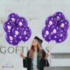 PMU Graduation Balloons 11 Inch PartyTex Premium Emerald Green with All-Over Print White Grad Caps-Confetti and Streamers Pkg/100