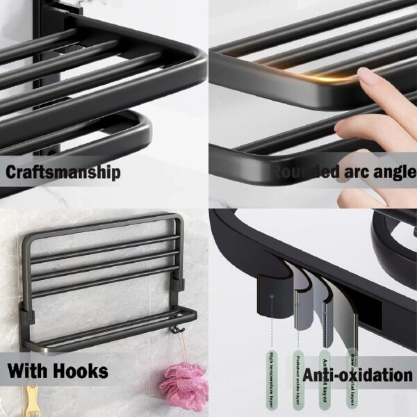 Towel Rack for Bathroom Towel Holder for Bathroom Wall Mounted,Black Towel Bar Storage