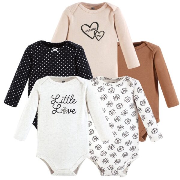 Cotton Long-Sleeve Bodysuits, 5-Pack, Newborn- 24 Months
