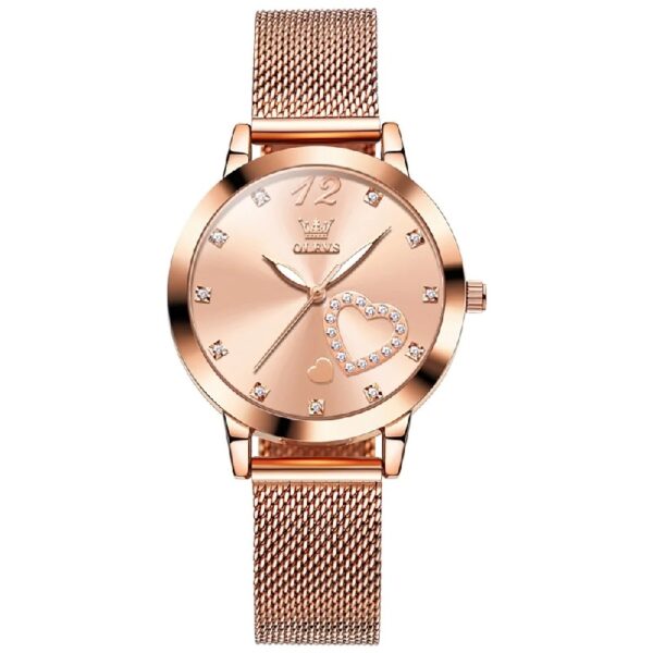 Women Watch Fashion Rose Gold Diamond Analog Quartz Female Watch for Women Luxury Dress Ladies Stainless Steel Luminous Waterproof Date Wrist Watches Green Dial