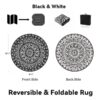 Outdoor Rugs 5' x 8' Rug, Waterproof Patio Mat, Stylish Plastic Straw Reversible Area Rug for Picnic RV Camping Porch Balcony, Black and White