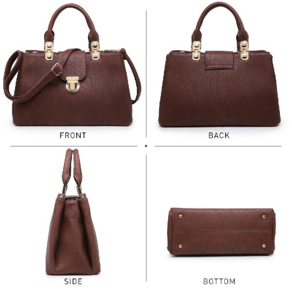 Women Satchel Handbags Top Handle Purse Medium Tote Bag Vegan Leather Shoulder Bag