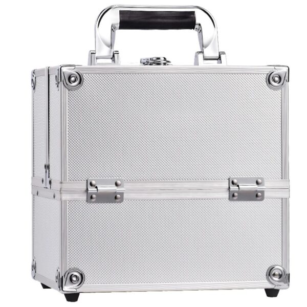 4 Trays Makeup Train Case Cosmetic Storage with Dividers Lockable Jewelry Makeup Box Organizer Pink