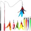 Cat Toys, Interactive Cat Toy 2PCS Retractable Wand Toy and 9PCS Feather Toys Refills