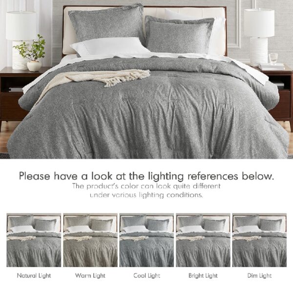 Full/Queen Comforter Sets, Reversible 3 Piece Extra Soft Bedding Set, Chambray Print Sage Green Comforter Bed Set with Pillow Shams