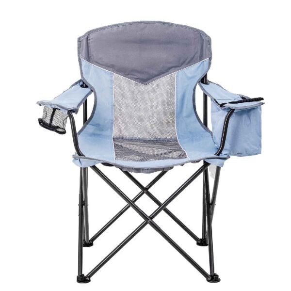 Adult Oversized Mesh Camp Chair with Cooler, Green & Gray