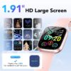 Smart Watch Fits for Android and iPhone, IP68 Waterproof Smartwatch for Women Men 100+ Sports Modes 1.91-inch Fitness Tracker, Smart Watch with Bluetooth Call(Answer/Make Calls), for Gift Black