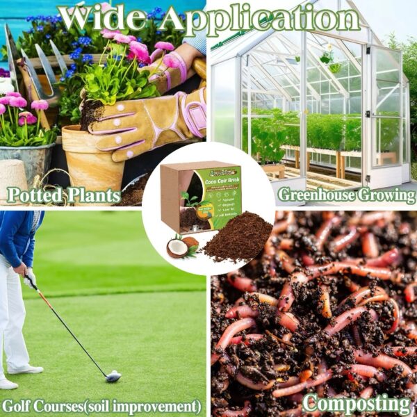 10lb of  100% Organic Coco Coir Bricks with Low EC and pH Balance High Expansion Coco Fiber for Herbs, Flowers,Plants Gardening Renewable Coconut Soil