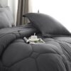 8 PCS Modern Comforter Set with Sheets All Season Bed in a Bag, Black, Queen Size