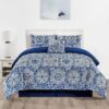 Lux Decor Collection 5 Piece Queen Down Alternative Comforter Set, Washable Duvet Bedding Set - Quatrefoil Navy