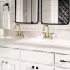 Bathroom Faucets 4 Inch Matte Black Bathroom Sink Faucet, Stainless Steel Lead-Free 2-Handle Centerset Faucet with Pop-up Drain and 2 Supply Hoses Fits 2 or 3-hole Sink