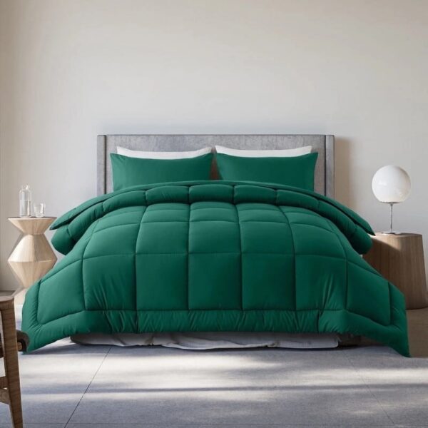 Queen Size 3-Piece All-Season Down Alternative Comforter Set Deep Black | Comforter + Pillow Cases Bedding Set | Hotel Grade Bed in a Bag by