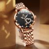 Women Watch Fashion Rose Gold Diamond Analog Quartz Female Watch for Women Luxury Dress Ladies Stainless Steel Luminous Waterproof Date Wrist Watches Green Dial