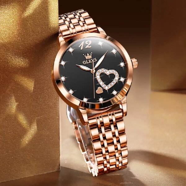 Women Watch Fashion Rose Gold Diamond Analog Quartz Female Watch for Women Luxury Dress Ladies Stainless Steel Luminous Waterproof Date Wrist Watches Green Dial