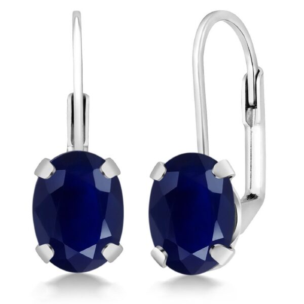 Gem Stone King 925 Sterling Silver Oval Cabochon White Simulated Opal Earrings for Women (2.10 Cttw, Oval 8X6MM)