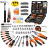 171 Piece Household Tool Kit/Mechanics Tool Set, Socket Wrench Auto Repair Tool Combination Package 1/4