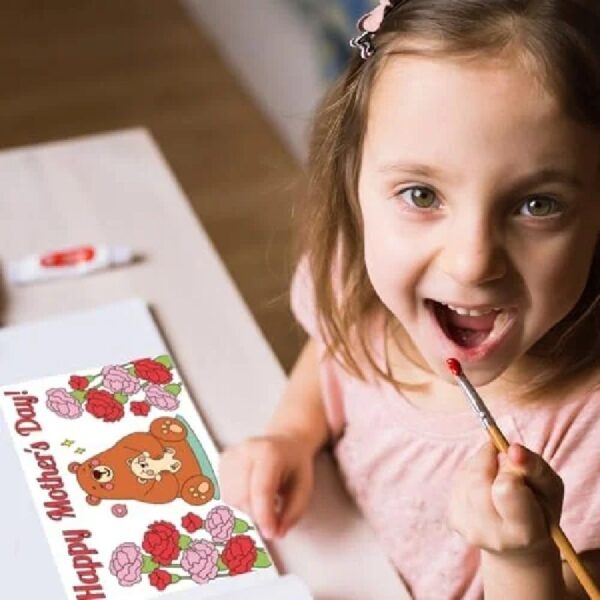 07e96eaa15d84f5c987cb32e00fe5441 100 Pcs Mother's Day Crafts Color Your Own Cards Gifts from Kids 4 Styles 4 x 6 Inch Flower Heart Bear Elephant Love Mom Happy Mother's Day Postcards Greeting Activity DIY