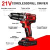 21V Cordless Drill Set, Electric Power Drill 34Pcs with 3/8 Inch Keyless Chuck, 25+3 Clutch Compact Driver Drill with Work Light, Max torque 45Nm, 2-Variable Speed & Battery and Fast Charger