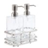 Clear Lotion Pump 2-Piece Set with Brushed Nickel Caddy