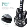 19in Kids Flash Guitar, Pretend Play Musical Instrument Toy for Toddlers w/ Mic, Stand - Navy