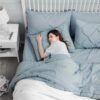 Dorm Bedding Twin Comforter Set - 5 Pieces Pintuck Bed in A Bag with Comforters, Sheets, Pillowcases & Shams