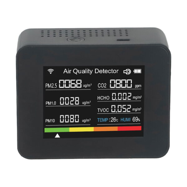13 in 1 Air Quality Monitor Meter Temperature&Humidity Tester TVOC PM2.5 black