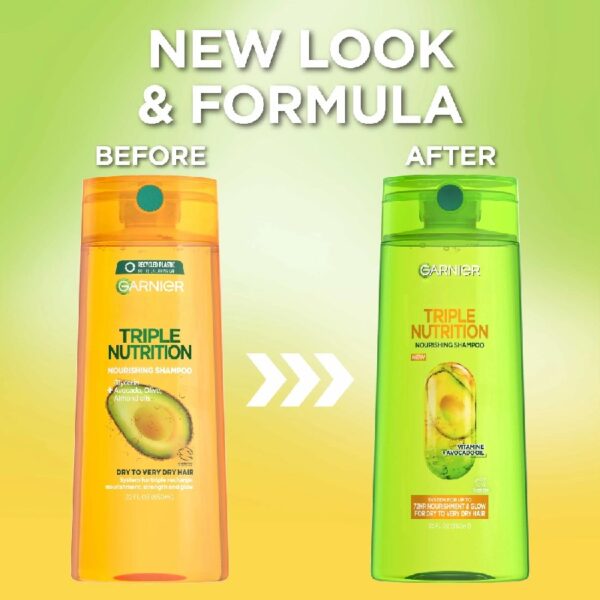 (4 pack) Garnier Triple Nutrition Nourishing Shampoo with Vitamin E, 33.8 fl oz