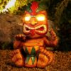 Solar Drumming Tiki Garden Statue: Tribal Tiki Ornament with Solar Powered Flickering Eyes LED Light - Outdoor Tiki Decoration Perfect for Bar Patio Backyard Balcony Yard Lawn Decor
