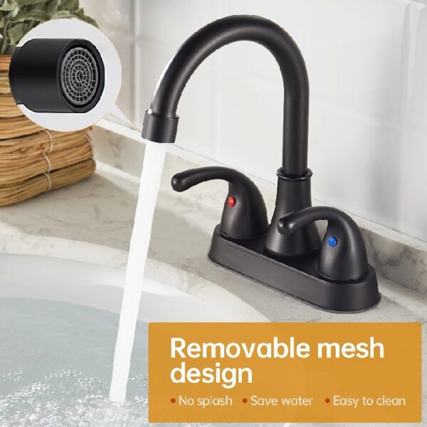 4 Inch Faucet 2 Handle Bathroom Sink Faucet Lead-Free Brushed Nickel Bath Sink Faucet with Pop-up Drain Stopper and Supply Hoses