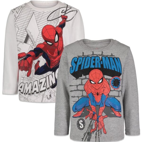 Spider-Man Little Boys 2 Pack Long Sleeve T-Shirts Toddler to Big Kid