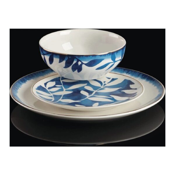 Oneida Entertain 365 12-Piece Aura Blue & White Porcelain Tableware Set (Service for 4)