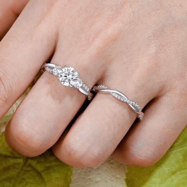 1 Carat Wedding Ring Sets Infinity Band Princess Sterling Silver Rings for Women CZ Size 7