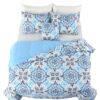 Lux Decor Collection 5 Piece Queen Down Alternative Comforter Set, Washable Duvet Bedding Set - Quatrefoil Navy