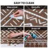 Outdoor Rug 6'x9' Waterproof Patio Rug Reversible Indoor Outdoor Rug Lightweight Plastic Straw Rug for RV Camping Deck Balcony Boho Porch Decor Dark Grey and White