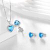 Women Heart Jewelry Set Necklace Earrings Ring 925 Sterling Silver February Birthstone Amethyst Wife Mother Birthday Valentine's Day Gift